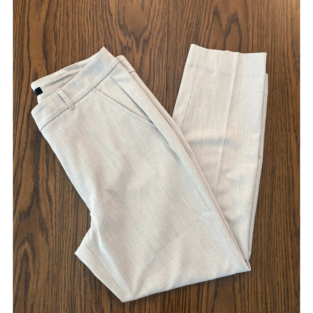 White House Black Market Women Dress Pants Elle Slim 12 Grey Pink Plaid Mid Rise
